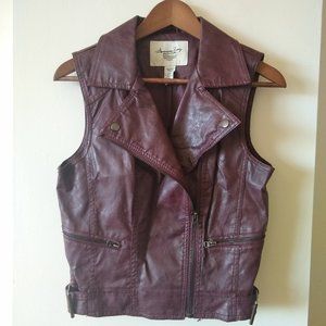 Maroon vegan leather motorcycle vest